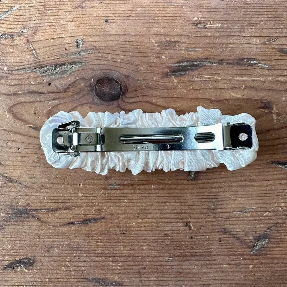 Anthropologie Silk Satin Ivory Ruched Barrette NWOT